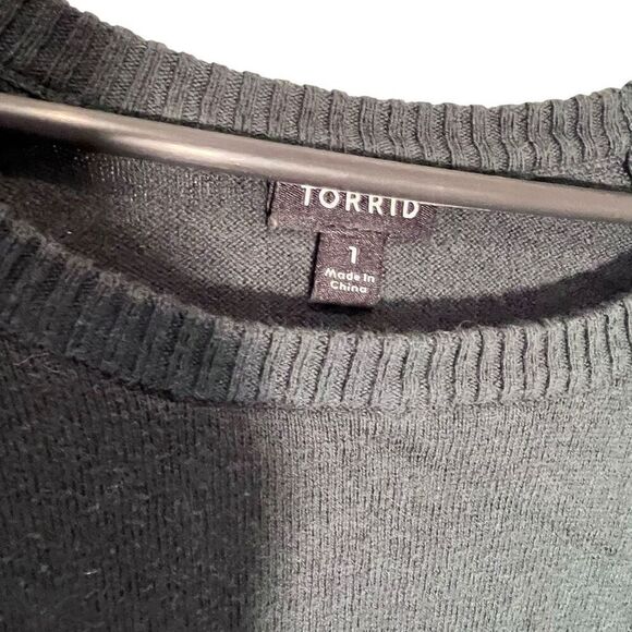 Torrid 100% Cotton Knit Zebra Heart Raglan Long Sleeve Sweater Green Size 1 - Picture 3 of 7